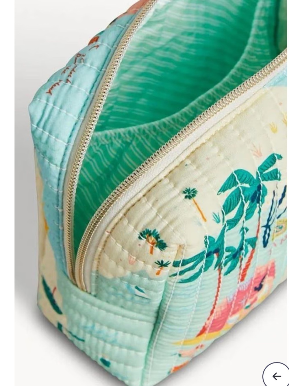 Spartina 449 Quilted Florida Cosmetic Pouch in Aqua with Multicolor Accents - Picture 2 of 8